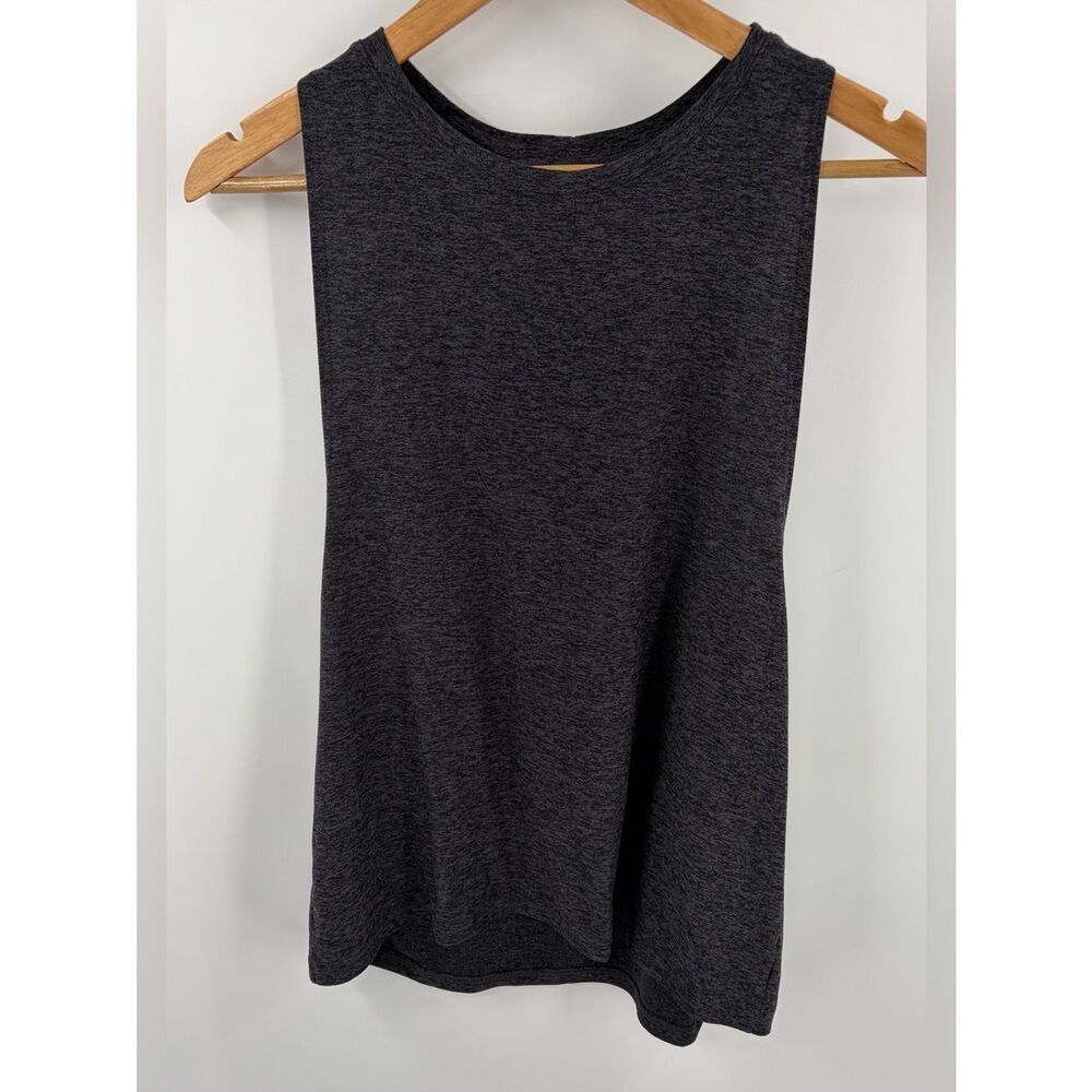 Beyond Yoga travel twisted heather gray racerback tank open back women’s M